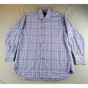 Robert Talbott ClassicShirt Mens Large L Plaid  Button Up Long Sleeve Cotton